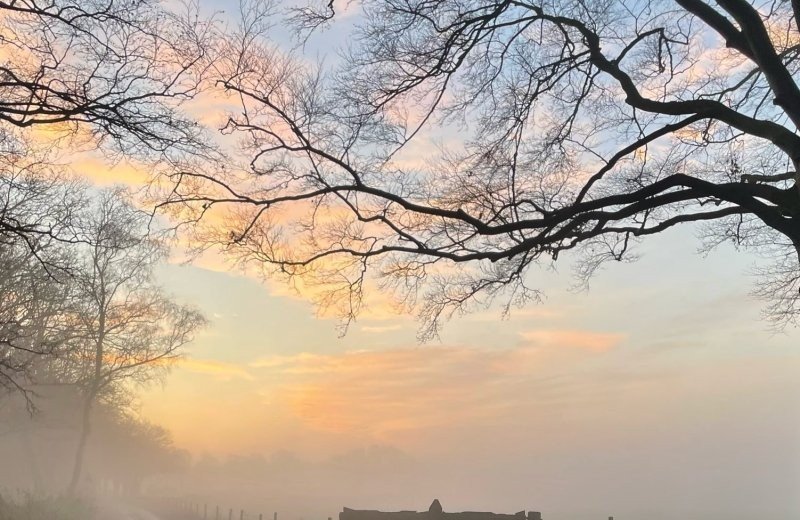 Herfst zonopkomst bij vakantiepark de bosrand oudemirdum friesland